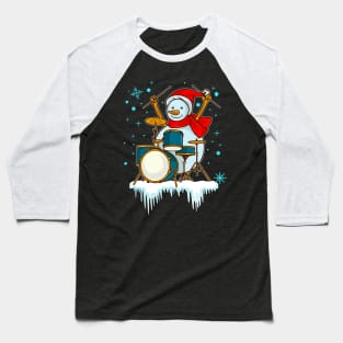 Christmas Snowman Drummer Drums Drumming Percussion Baseball T-Shirt